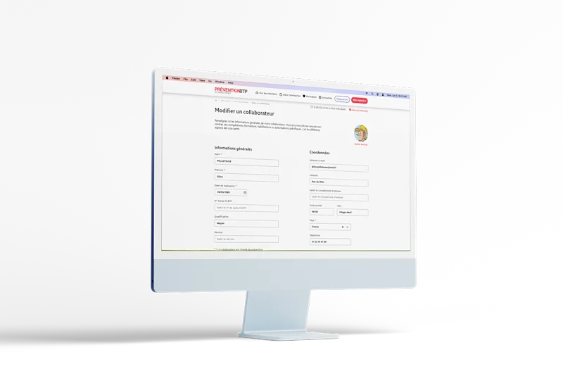 Outil suivi du personnel : écran : fonctionnalités clés